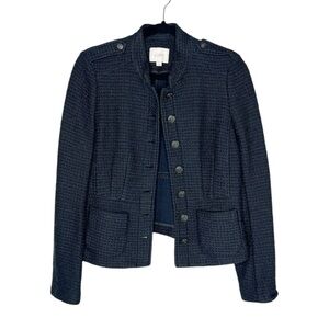 LOFT Military Style Black Blazer Jacket in Black size 6